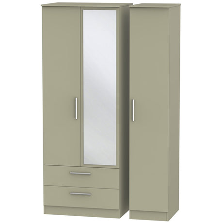 Contrast Tall Mirrored Large 2 Drawer 3 Door Triple Wardrobe