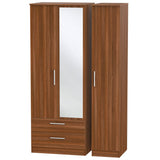 Contrast Tall Mirrored Large 2 Drawer 3 Door Triple Wardrobe