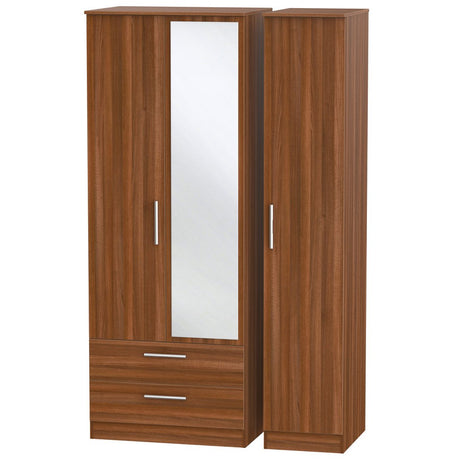 Contrast Tall Mirrored Large 2 Drawer 3 Door Triple Wardrobe