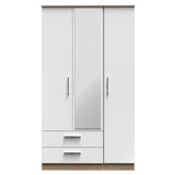 Contrast Tall Mirrored Large 2 Drawer 3 Door Triple Wardrobe