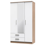 Contrast Tall Mirrored Large 2 Drawer 3 Door Triple Wardrobe