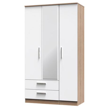Contrast Tall Mirrored Large 2 Drawer 3 Door Triple Wardrobe