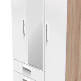 Contrast Tall Mirrored Large 2 Drawer 3 Door Triple Wardrobe