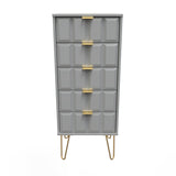 Cube 5 Drawer Bedside Cabinet with Gold Hairpin Legs