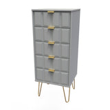 Cube 5 Drawer Bedside Cabinet with Gold Hairpin Legs