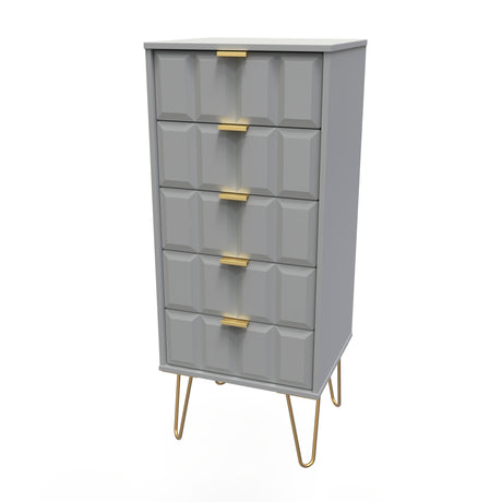 Cube 5 Drawer Chest with Gold Hairpin Legs