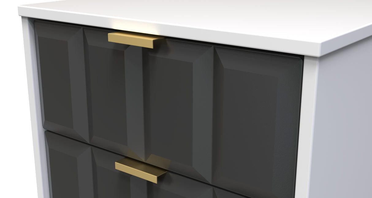 Cube 2 Drawer Bedside Cabinet with Gold Hairpin Legs