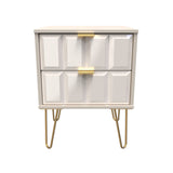 Cube 2 Drawer Bedside Cabinet with Gold Hairpin Legs