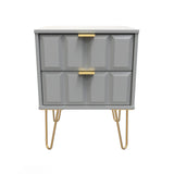 Cube 2 Drawer Bedside Cabinet with Gold Hairpin Legs