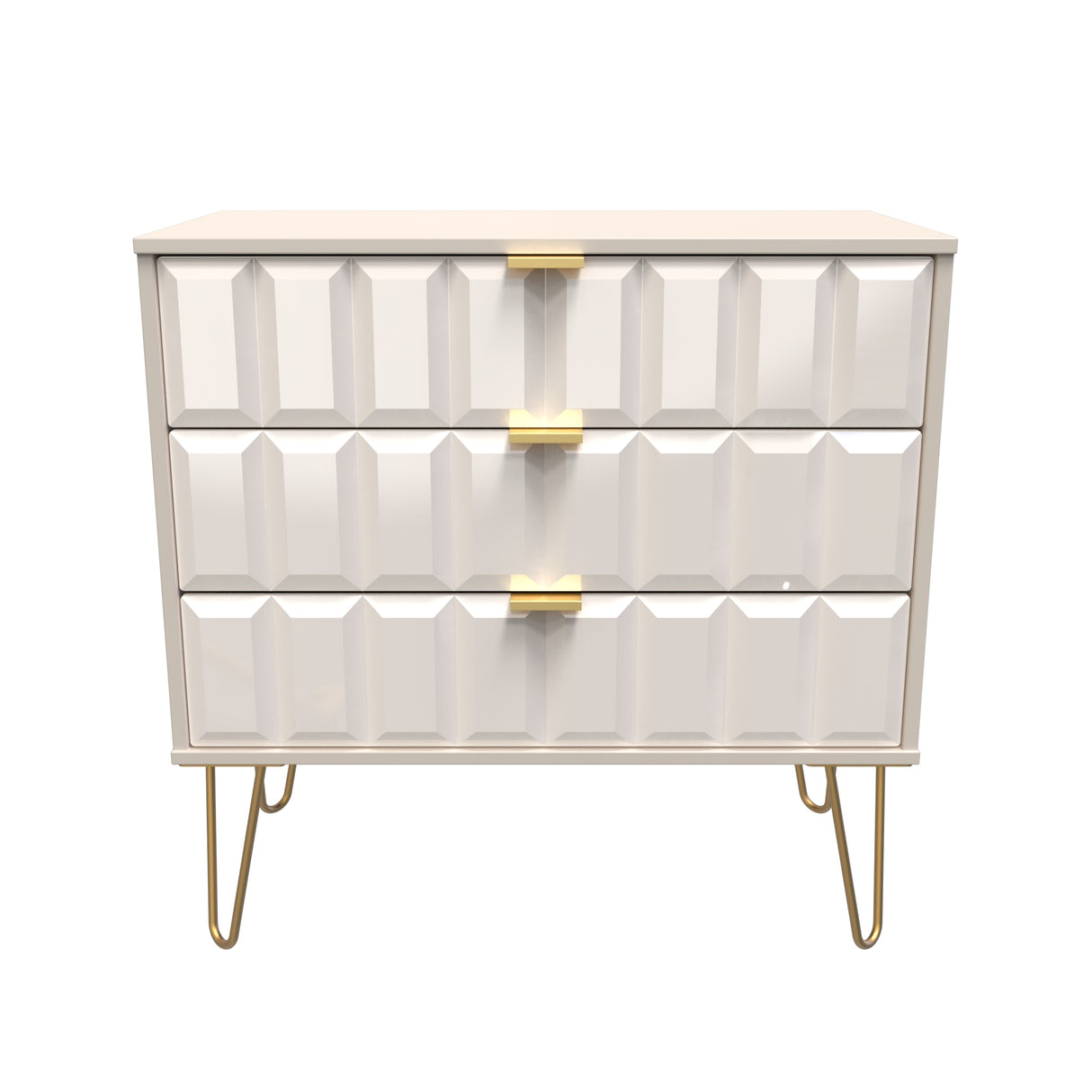 Cube 3 Drawer Chest with Gold Hairpin Legs