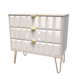 Cube 3 Drawer Chest with Gold Hairpin Legs