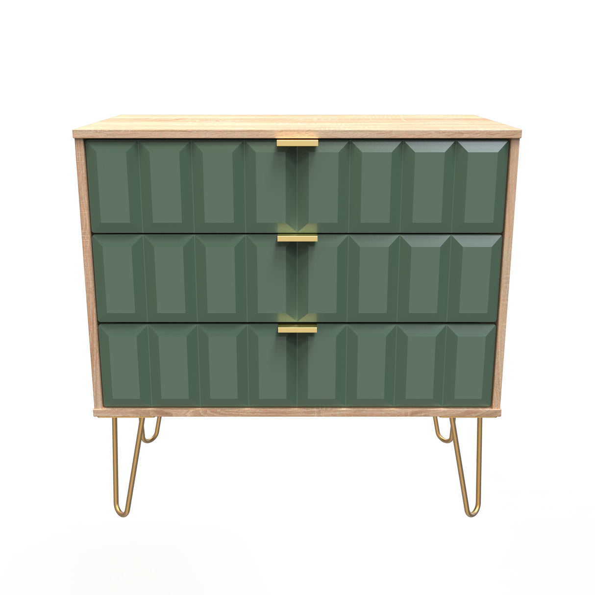 Cube 3 Drawer Chest with Gold Hairpin Legs