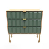 Cube 3 Drawer Chest with Gold Hairpin Legs