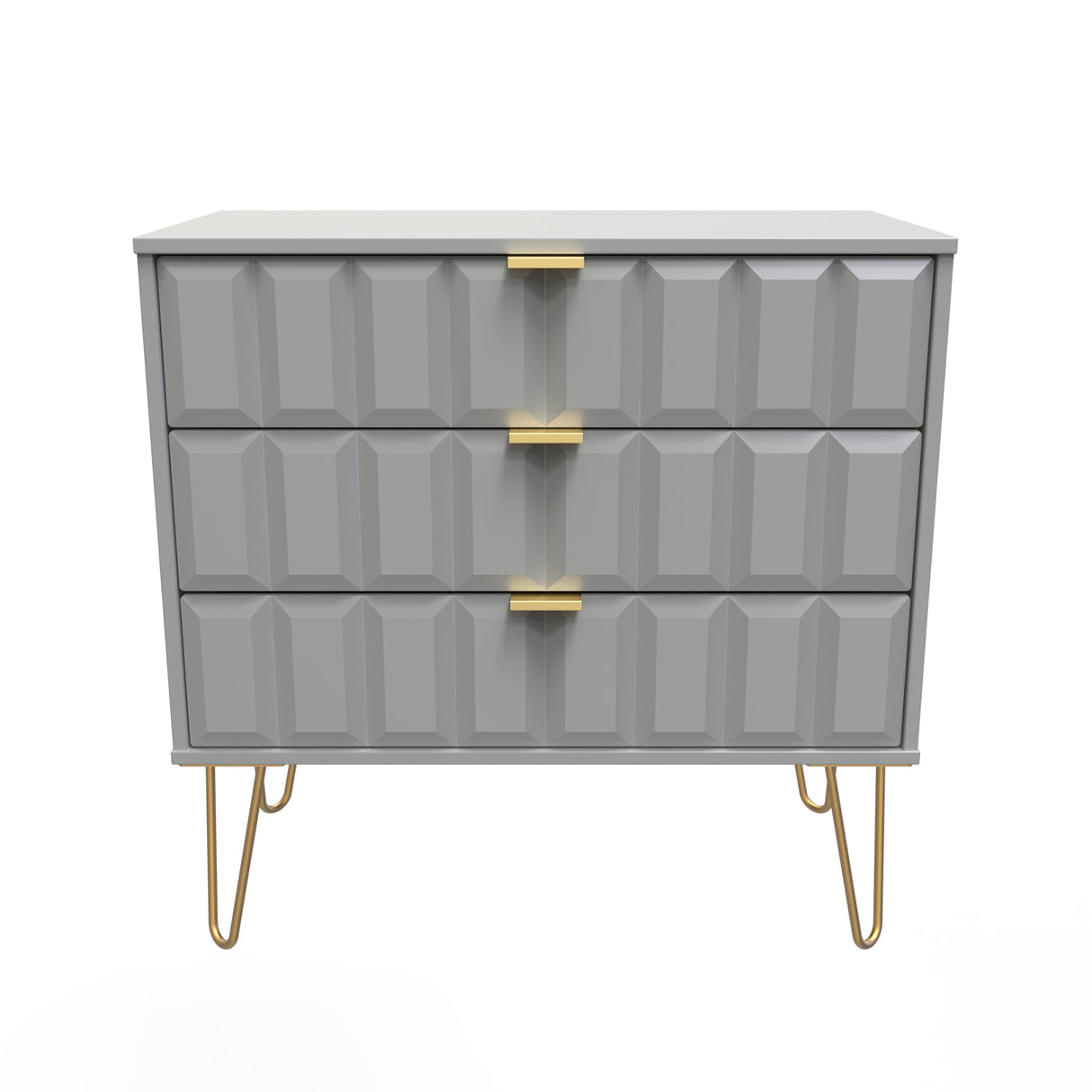 Cube 3 Drawer Chest with Gold Hairpin Legs