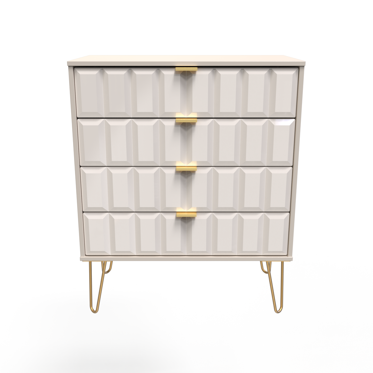 Cube 4 Drawer Chest with Gold Hairpin Legs