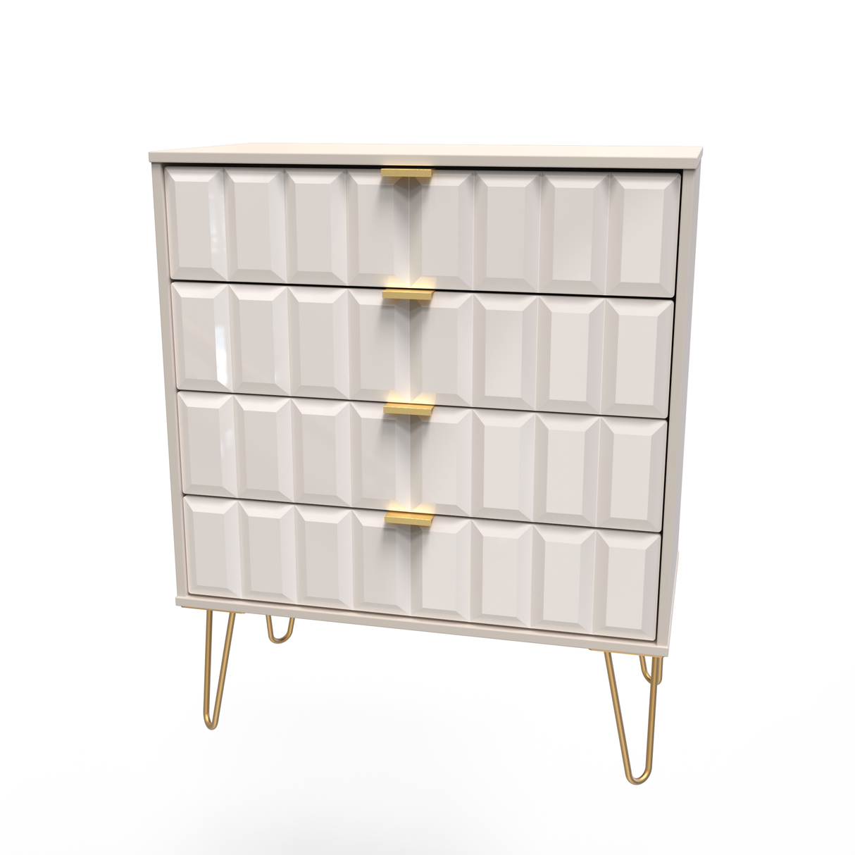 Cube 4 Drawer Chest with Gold Hairpin Legs