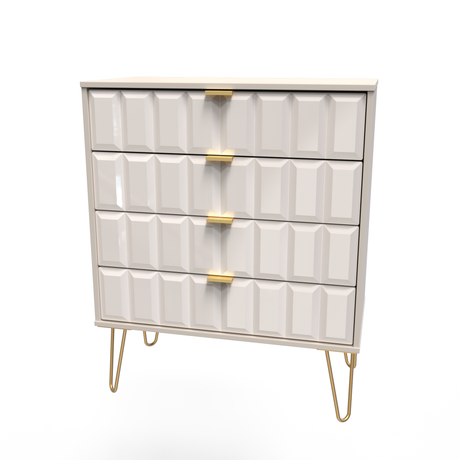 Cube 4 Drawer Chest with Gold Hairpin Legs