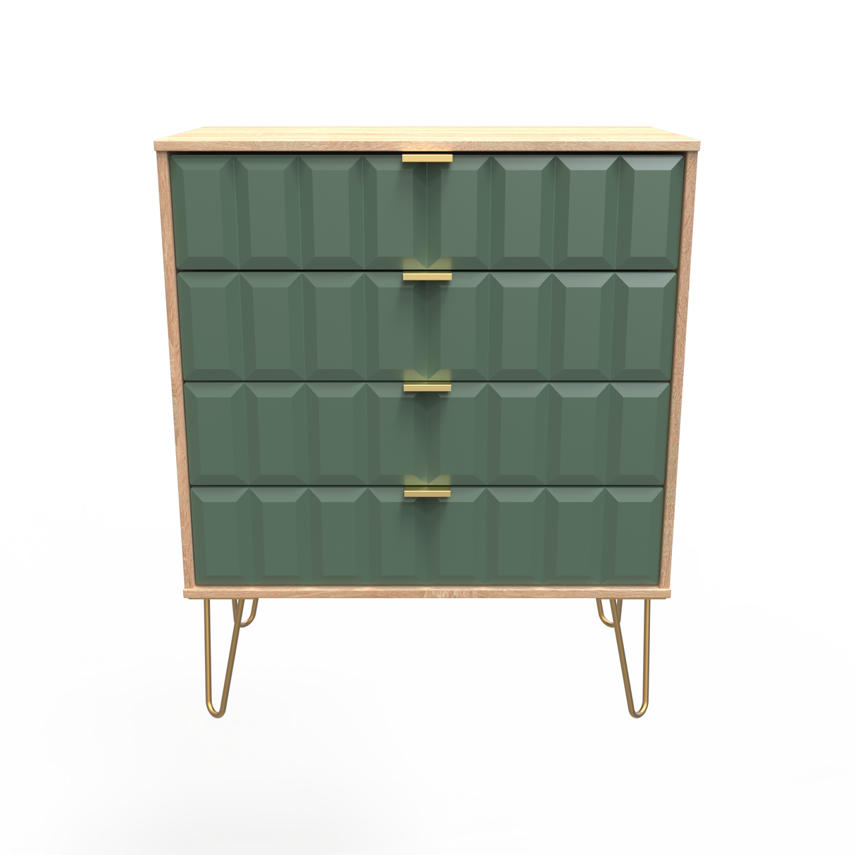 Cube 4 Drawer Chest with Gold Hairpin Legs