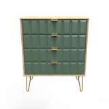 Cube 4 Drawer Chest with Gold Hairpin Legs