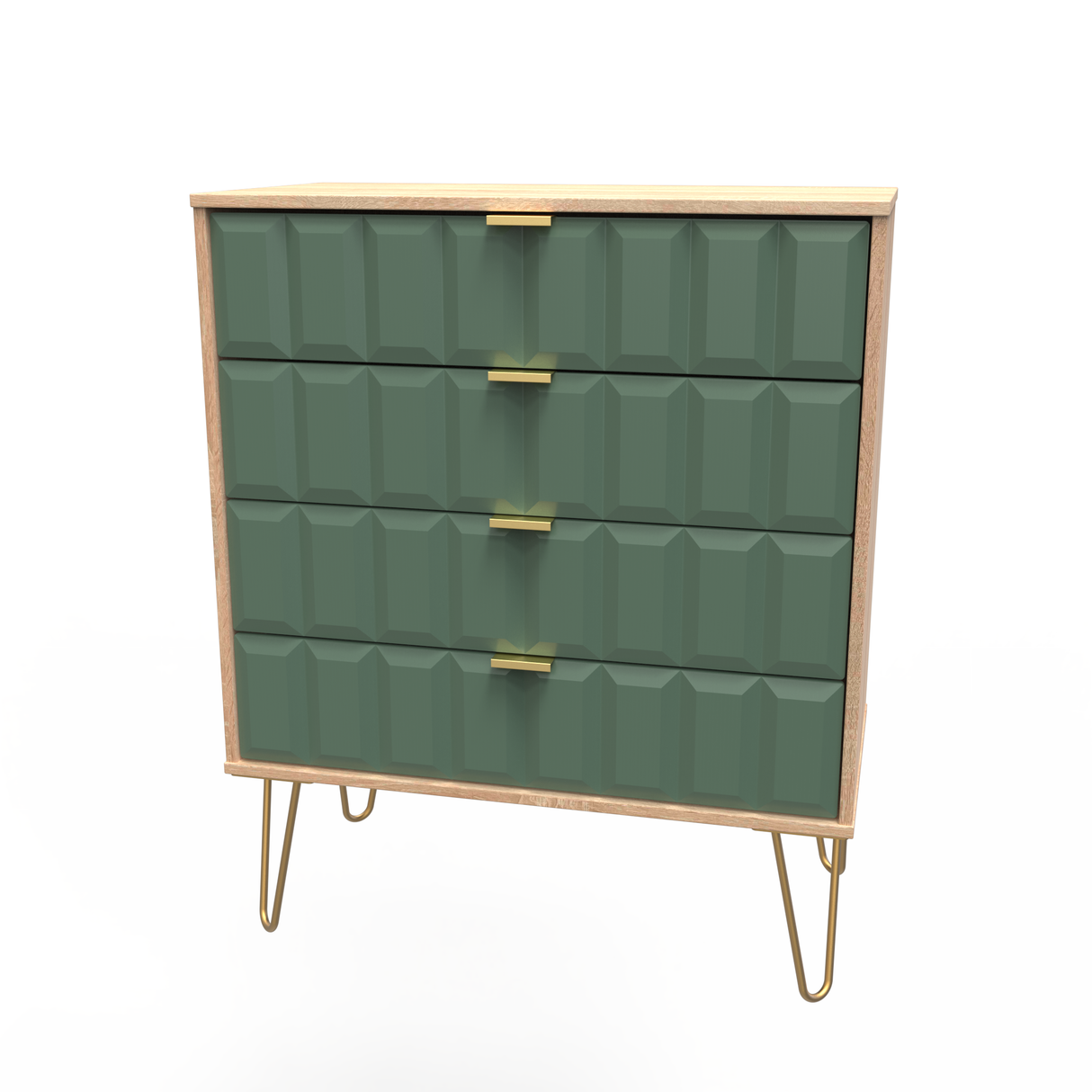 Cube 4 Drawer Chest with Gold Hairpin Legs