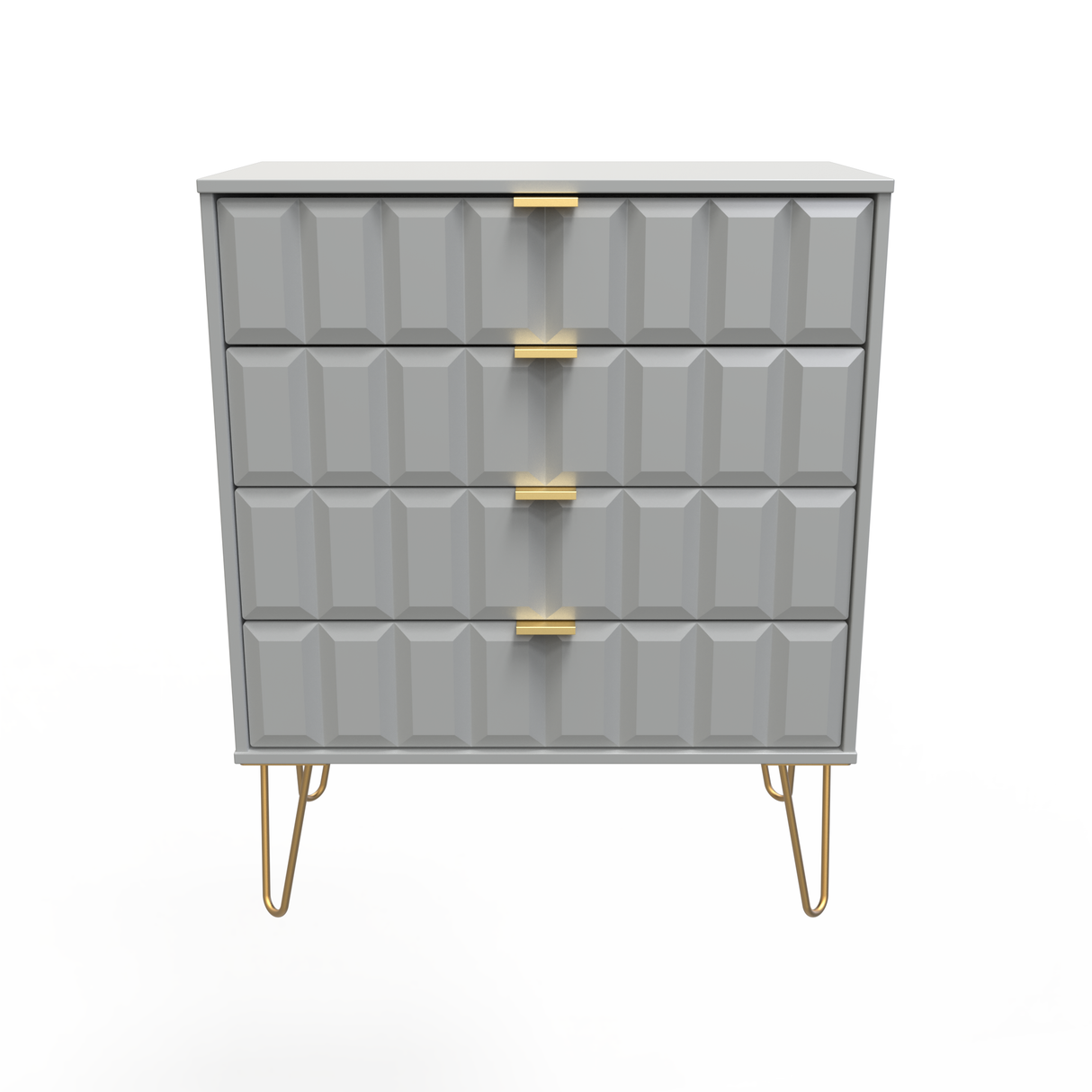 Cube 4 Drawer Chest with Gold Hairpin Legs