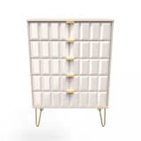 Cube 5 Drawer Chest with Gold Hairpin Legs