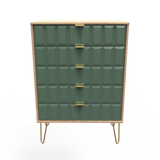 Cube 5 Drawer Chest with Gold Hairpin Legs