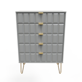 Cube 5 Drawer Chest with Gold Hairpin Legs