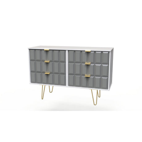 Cube 6 Drawer Midi Chest with Gold Hairpin Legs