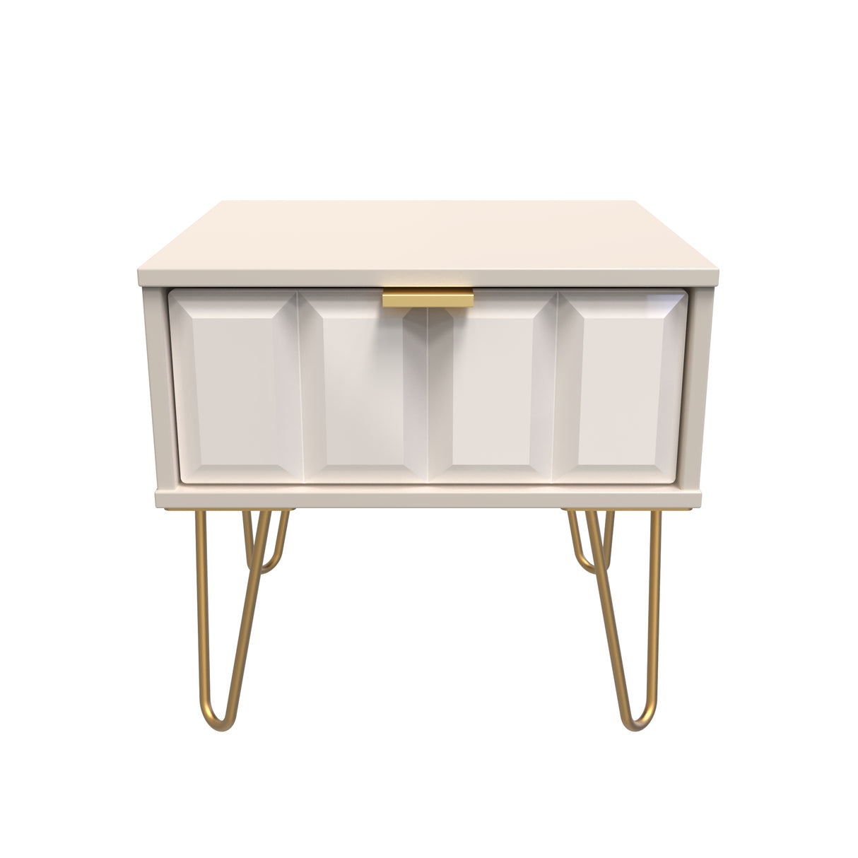 Cube 1 Drawer Bedside Cabinet with Gold Hairpin Legs