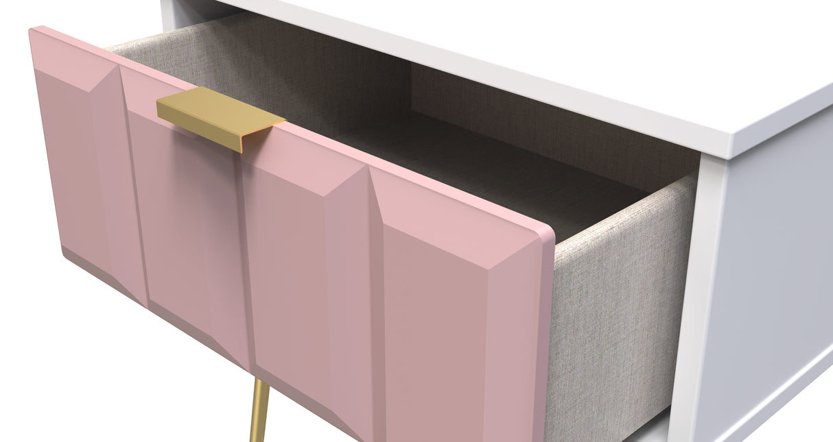 Cube 1 Drawer Bedside Cabinet with Gold Hairpin Legs