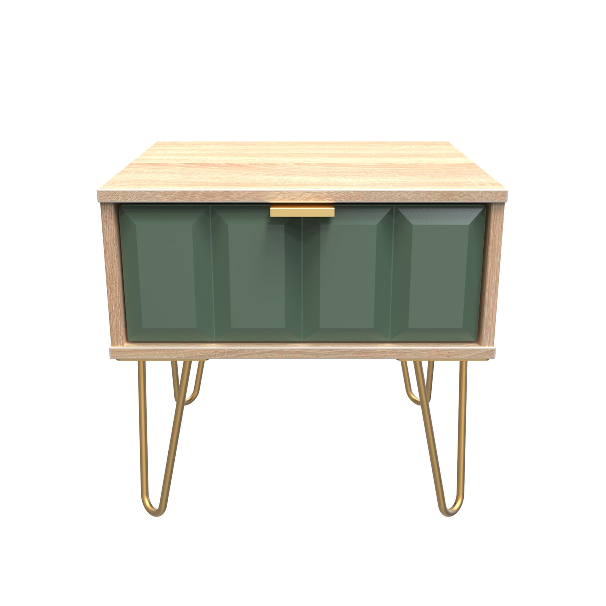 Cube 1 Drawer Bedside Cabinet with Gold Hairpin Legs