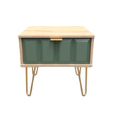 Cube 1 Drawer Bedside Cabinet with Gold Hairpin Legs