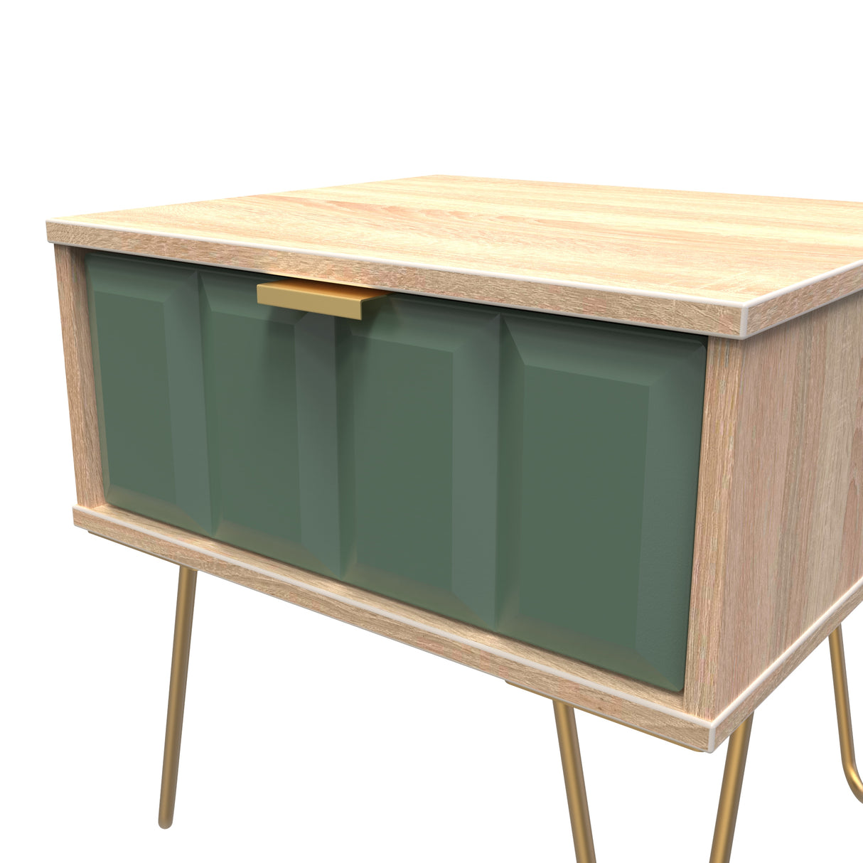 Cube 1 Drawer Bedside Cabinet with Gold Hairpin Legs