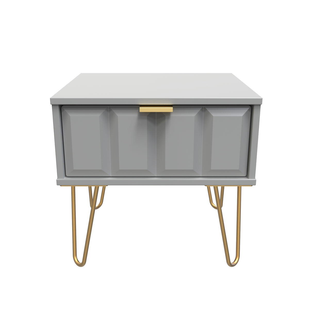 Cube 1 Drawer Bedside Cabinet with Gold Hairpin Legs