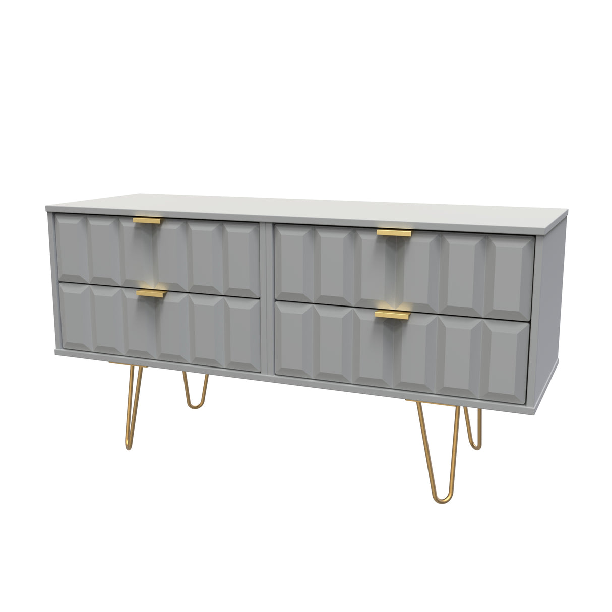 Cube 4 Drawer Bed Box with Gold Hairpin Legs