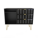 Cube 3 Drawer TV Unit with Gold Hairpin Legs