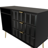 Cube 3 Drawer TV Unit with Gold Hairpin Legs