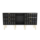 Cube 6 Drawer TV Unit with Gold Hairpin Legs