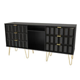 Cube 6 Drawer TV Unit with Gold Hairpin Legs