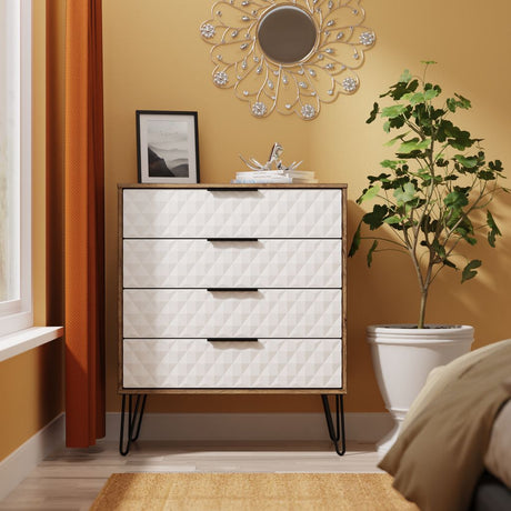Harlequin 4 Drawer Chest with Black Hairpin Legs