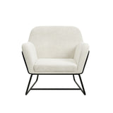 Charles Ivory Boucle Armchair With Black Legs