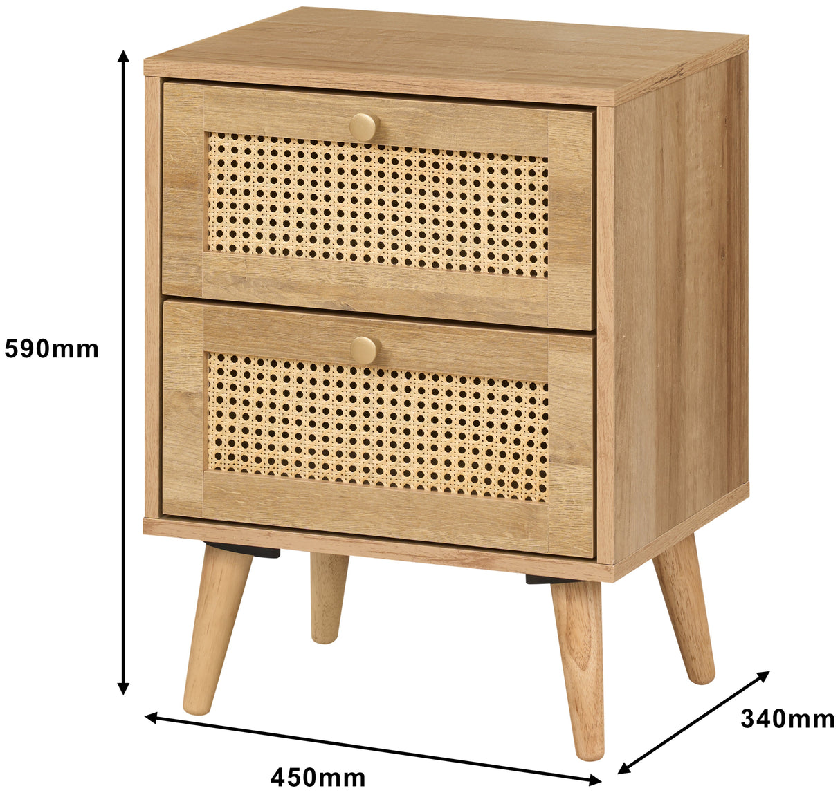 Manila Rattan 2 Drawer Bedside Table