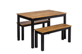 Copenhagen Black and Oiled Wood Dining Bench