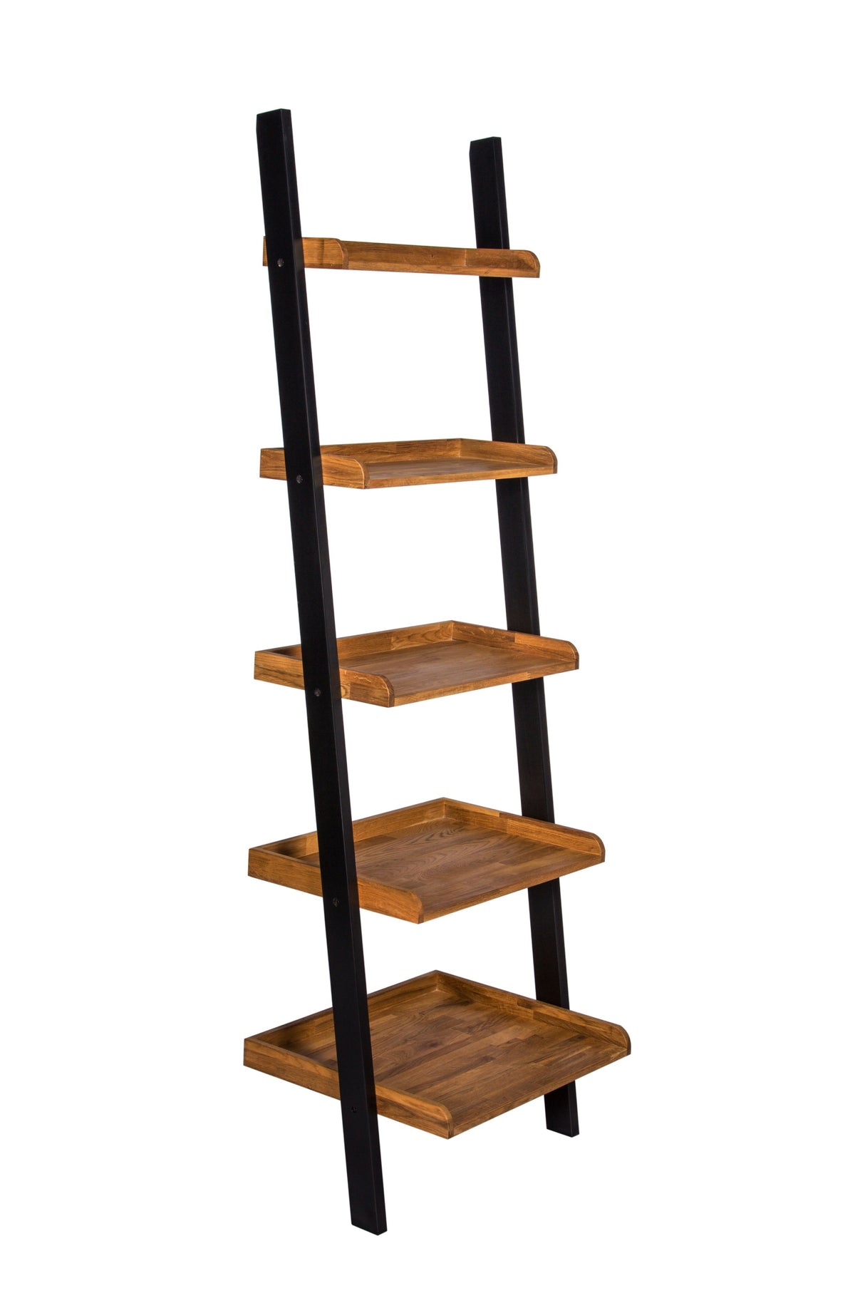 Copenhagen Black and Oiled Wood Ladder Shelf