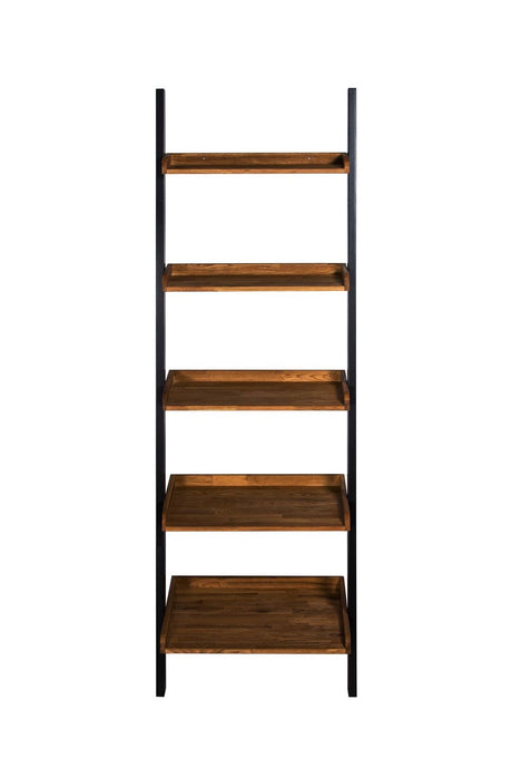 Copenhagen Black and Oiled Wood Ladder Shelf