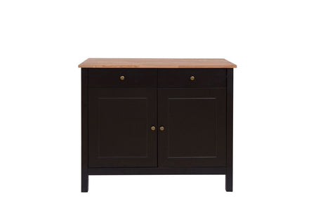 Copenhagen Black and Oiled Wood 2 Door 2 Drawers Sideboard