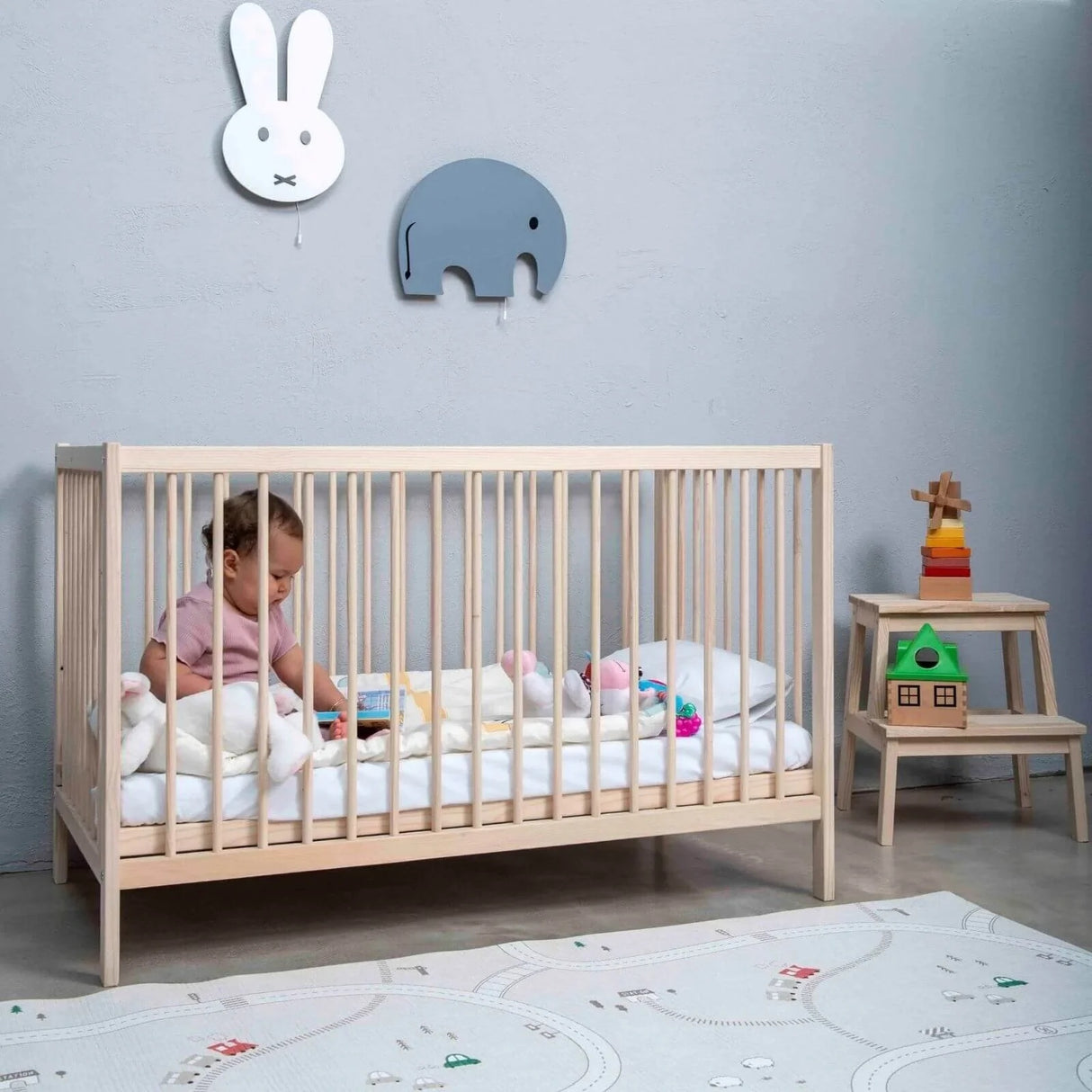 Ella Wooden Cot 120 x 60cm with Adjustable Levels