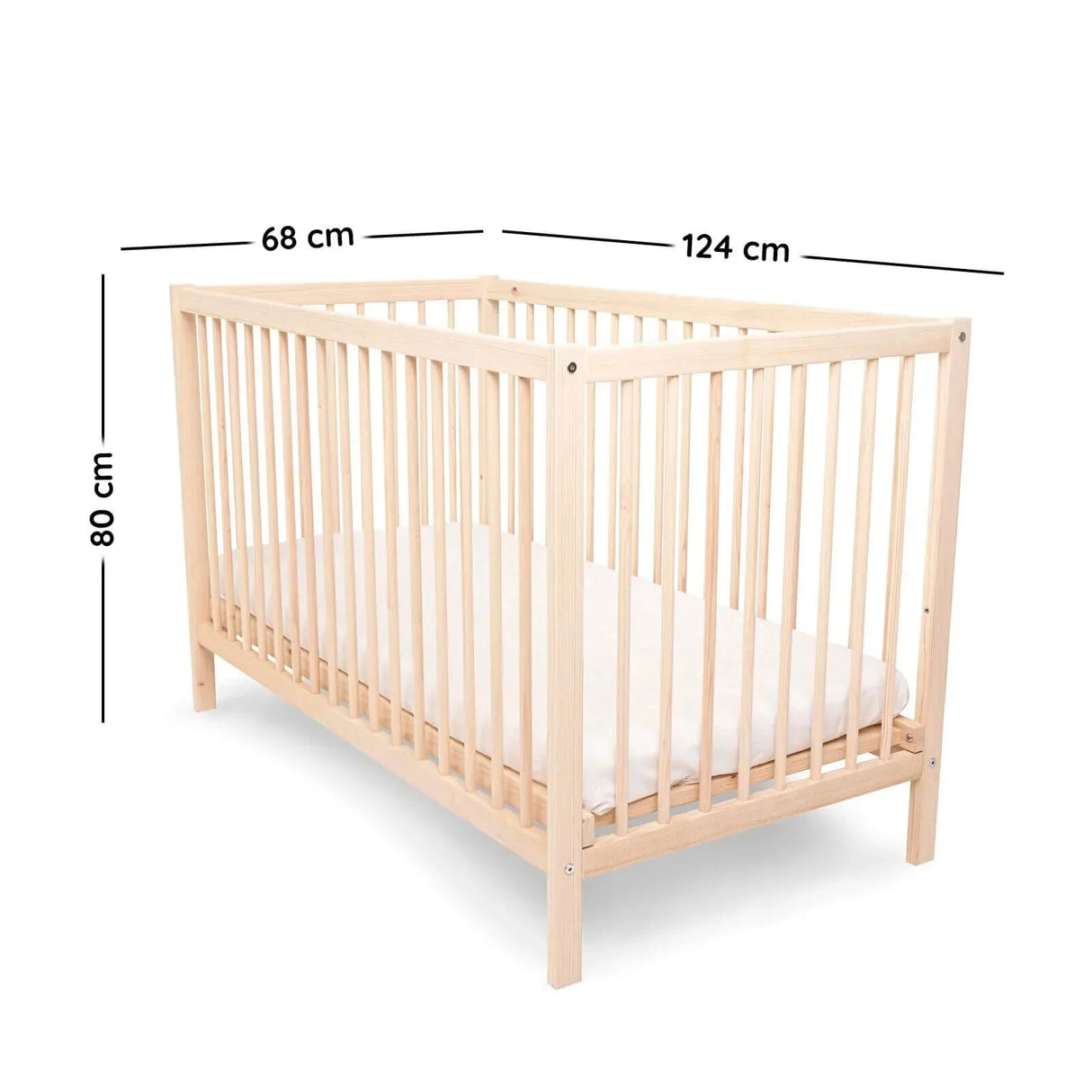 Ella Wooden Cot 120 x 60cm with Adjustable Levels