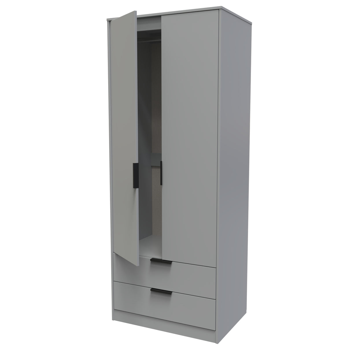 Diego 2 Door 2 Drawer Wardrobe with Black Fittings